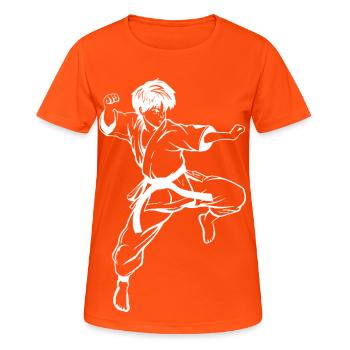 Karate Boy Sketch - Women's Breathable T-Shirt - neon orange - Front - AI Model Female 172 dark (172cm)