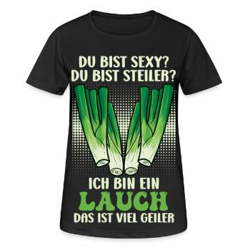 Salle de sport TU ES SEXY, TU ES PLUS RAIDE JE SUIS UN POIREAU - T-shirt respirant Femme - noir - Devant - AI Model Female 172 light (172cm)