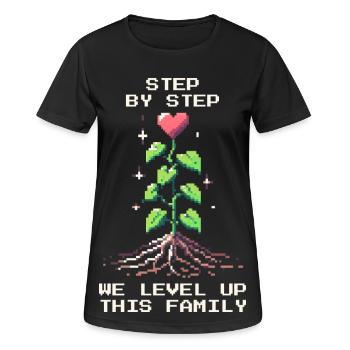 Étape par étape : Faire monter de niveau la famille | Patchwork - T-shirt respirant Femme - noir - Devant - AI Model Female 172 light (172cm)