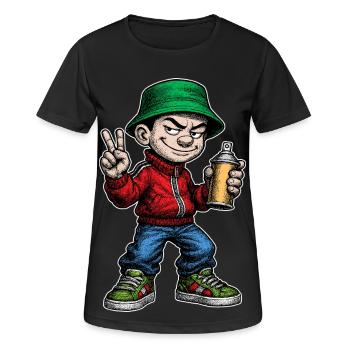 Graffiti-Künstler Jugend der 80er Jahre - Frauen T-Shirt atmungsaktiv - Schwarz - Vorne - AI Model Female 172 light (172cm)