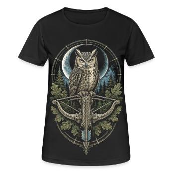 Arbalète Arbalétrier Hibou devant Moon - T-shirt respirant Femme - noir - Devant - AI Model Female 172 light (172cm)