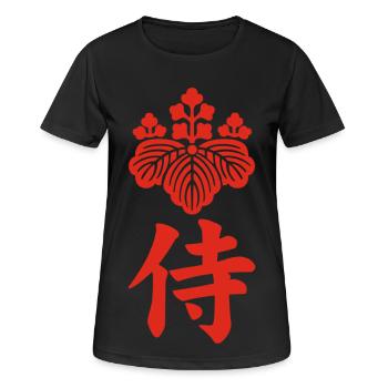 Emblème samouraï du clan Toyotomi (rouge) - T-shirt respirant Femme - noir - Devant - AI Model Female 172 light (172cm)