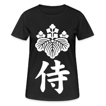 Emblème samouraï du clan Toyotomi (blanc) - T-shirt respirant Femme - noir - Devant - AI Model Female 172 light (172cm)