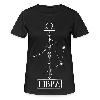 Balance - Zodiaque Balance - blanc - T-shirt respirant Femme - noir - Devant - AI Model Female 172 light (172cm)