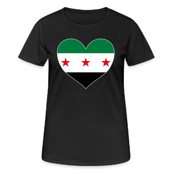 Syrien Herz Mit Syrischer Flagge Für Freiheit - Frauen T-Shirt atmungsaktiv - Schwarz - Vorne - AI Model Female 172 light (172cm)