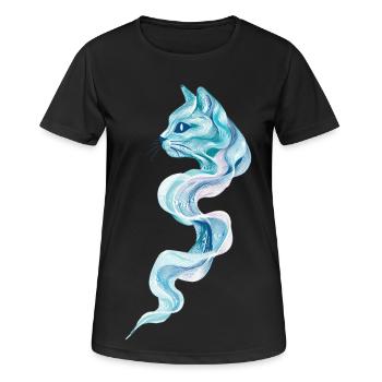 Liquid Flow Wave Cat Abstrakte Kunst Minimalismus - Frauen T-Shirt atmungsaktiv - Schwarz - Vorne - AI Model Female 172 light (172cm)