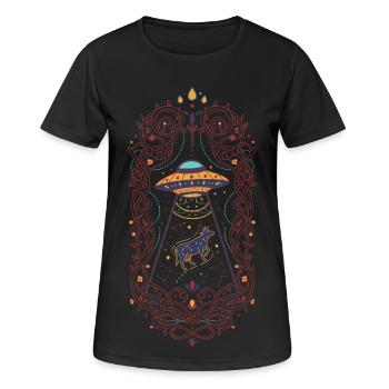 Spiritualität Heilige Geometrie Lotusblume Zen - Frauen T-Shirt atmungsaktiv - Schwarz - Vorne - AI Model Female 172 light (172cm)