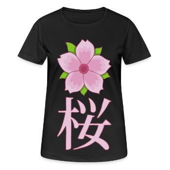 Fleur de cerisier manga - T-shirt respirant Femme - noir - Devant - AI Model Female 172 light (172cm)