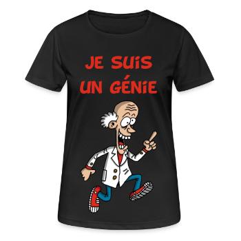 Je suis un génie - T-shirt respirant Femme - noir - Devant - AI Model Female 172 light (172cm)
