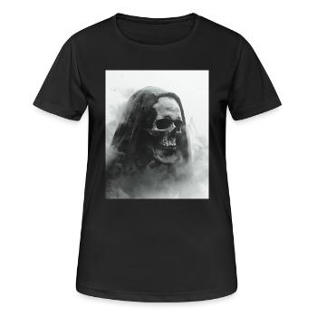 Crâne sombre dans le brouillard - T-shirt respirant Femme - noir - Devant - AI Model Female 172 light (172cm)
