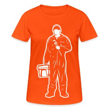 plombier - T-shirt respirant Femme - orange néon - Devant - AI Model Female 172 dark (172cm)