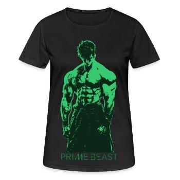 Green Mode Anime Gym Shirt – Prime Muscle  - Women's Breathable T-Shirt - black - Front - AI Model Female 172 light (172cm)