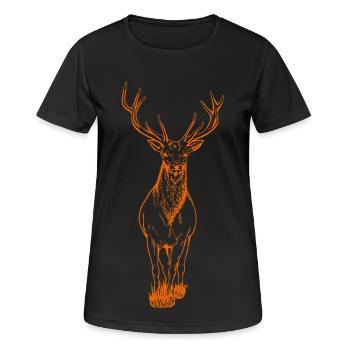 Hirsch orange - Frauen T-Shirt atmungsaktiv - Schwarz - Vorne - AI Model Female 172 light (172cm)