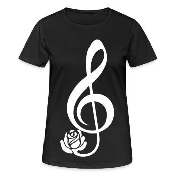 Clé de sol blanche en fleur - T-shirt respirant Femme - noir - Devant - AI Model Female 172 light (172cm)