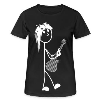 Bonhomme allumette avec guitare - T-shirt respirant Femme - noir - Devant - AI Model Female 172 light (172cm)