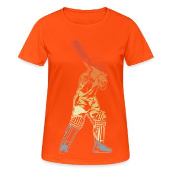 Retro Cricket Batter - Frauen T-Shirt atmungsaktiv - Neonorange - Vorne - AI Model Female 172 dark (172cm)