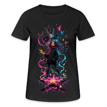 Die kleine Rebellin – Zerbrochene Krone - Frauen T-Shirt atmungsaktiv - Schwarz - Vorne - AI Model Female 172 light (172cm)