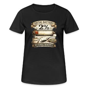 Sozialbatterie 2 % - Frauen T-Shirt atmungsaktiv - Schwarz - Vorne - AI Model Female 172 light (172cm)