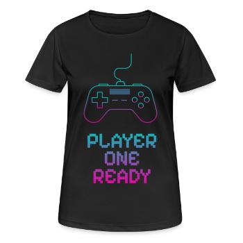 Neon Gaming Controller Design - Frauen T-Shirt atmungsaktiv - Schwarz - Vorne - AI Model Female 172 light (172cm)
