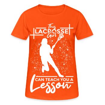 Lacrosse Girls - Women's Breathable T-Shirt - neon orange - Front - AI Model Female 172 dark (172cm)