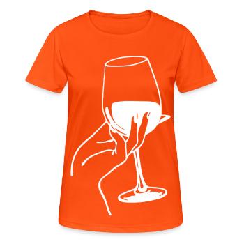 White wine lover - Women's Breathable T-Shirt - neon orange - Front - AI Model Female 172 dark (172cm)