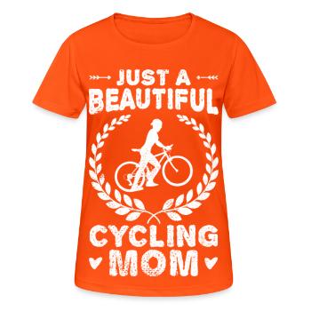 Fahrradfahrer Mutter - Frauen T-Shirt atmungsaktiv - Neonorange - Vorne - AI Model Female 172 dark (172cm)