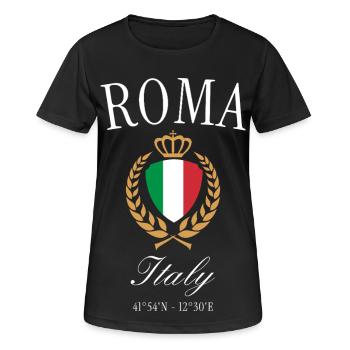 Rom Italien Wappen Krone – Reise Souvenir - Frauen T-Shirt atmungsaktiv - Schwarz - Vorne - AI Model Female 172 light (172cm)