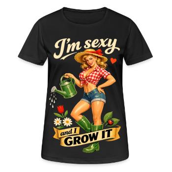Jardinière pin-up sexy : Je suis sexy et je le cultive - T-shirt respirant Femme - noir - Devant - AI Model Female 172 light (172cm)