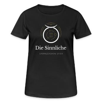 Sinnliche Taurus Zeichen Grafik - Frauen T-Shirt atmungsaktiv - Schwarz - Vorne - AI Model Female 172 light (172cm)