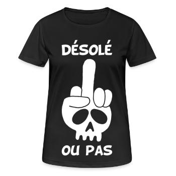 Crâne blanc malpoli - T-shirt respirant Femme - noir - Devant - AI Model Female 172 light (172cm)