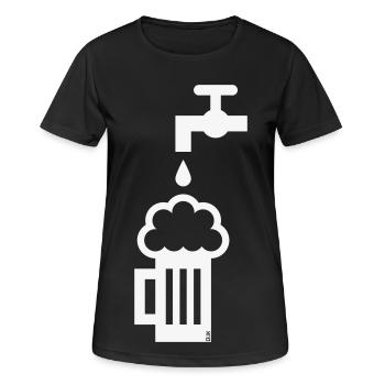 Bierkrug Zapfhahn (Bier Maßkrug Bierseidel White) - Frauen T-Shirt atmungsaktiv - Schwarz - Vorne - AI Model Female 172 light (172cm)