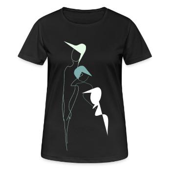 Stilisiertes Familienporträt - Frauen T-Shirt atmungsaktiv - Schwarz - Vorne - AI Model Female 172 light (172cm)