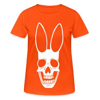 White Rabbit Skull - Women's Breathable T-Shirt - neon orange - Front - AI Model Female 172 dark (172cm)