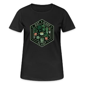 Eat Sleep Plant Garden Delight - Women's Breathable T-Shirt - black - Front - AI Model Female 172 light (172cm)