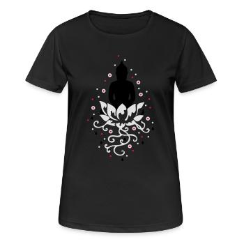 Lotus Trône - T-shirt respirant Femme - noir - Devant - AI Model Female 172 light (172cm)