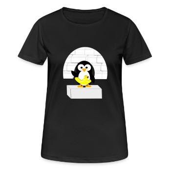 Petit Pingouin de l'Antarctique sur la banquise - T-shirt respirant Femme - noir - Devant - AI Model Female 172 light (172cm)