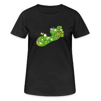 Ökologischer Fußabdruck - Frauen T-Shirt atmungsaktiv - Schwarz - Vorne - AI Model Female 172 light (172cm)