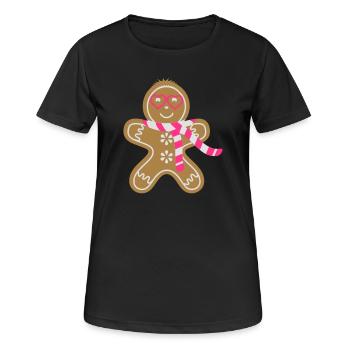 l'homme de pain d'épice avec des lunettes et une - T-shirt respirant Femme - noir - Devant - AI Model Female 172 light (172cm)