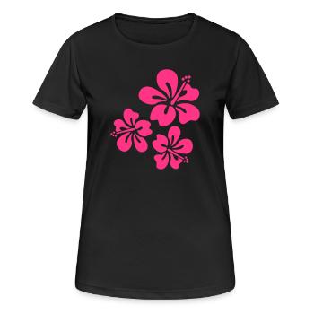 fleurs d'hibiscus d'été - T-shirt respirant Femme - noir - Devant - AI Model Female 172 light (172cm)