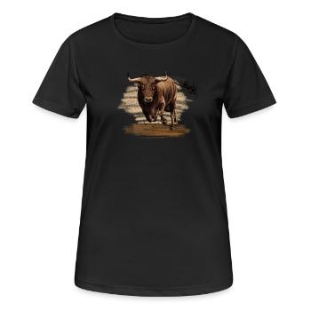 Stier - Frauen T-Shirt atmungsaktiv - Schwarz - Vorne - AI Model Female 172 light (172cm)