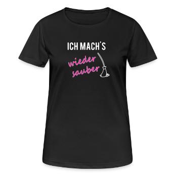 PARTNERSHIRT sauber Mama - Frauen T-Shirt atmungsaktiv - Schwarz - Vorne - AI Model Female 172 light (172cm)