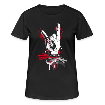 gezeichnetes Metal- und Rock-Handzeichen - Frauen T-Shirt atmungsaktiv - Schwarz - Vorne - AI Model Female 172 light (172cm)