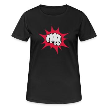 6061912 121799990 Poing - T-shirt respirant Femme - noir - Devant - AI Model Female 172 light (172cm)