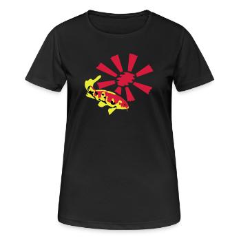 Carpe Koï sur fond éclatant - T-shirt respirant Femme - noir - Devant - AI Model Female 172 light (172cm)