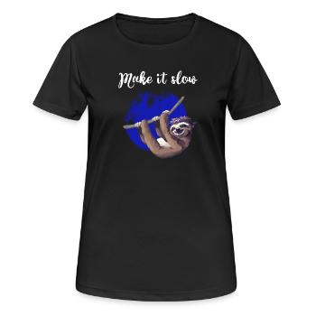 sloth make it slow paresseux lent Nerd pc chill - T-shirt respirant Femme - noir - Devant - AI Model Female 172 light (172cm)