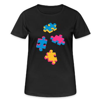 four puzzle pieces - Women's Breathable T-Shirt - black - Front - AI Model Female 172 light (172cm)