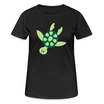 Kunterbunte Meeresschildkröte - Frauen T-Shirt atmungsaktiv - Schwarz - Vorne - AI Model Female 172 light (172cm)