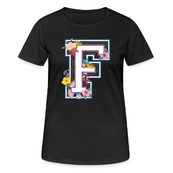 Letter F in varsity style - Women's Breathable T-Shirt - black - Front - AI Model Female 172 light (172cm)