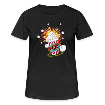 Popcorn in pop art style - Women's Breathable T-Shirt - black - Front - AI Model Female 172 light (172cm)