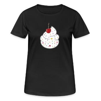 Sahne Kirsche - Frauen T-Shirt atmungsaktiv - Schwarz - Vorne - AI Model Female 172 light (172cm)